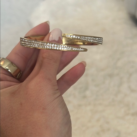 Michael Kors Gold and Silver Rhinestone Bangle Bracelet - Picture 1 of 3